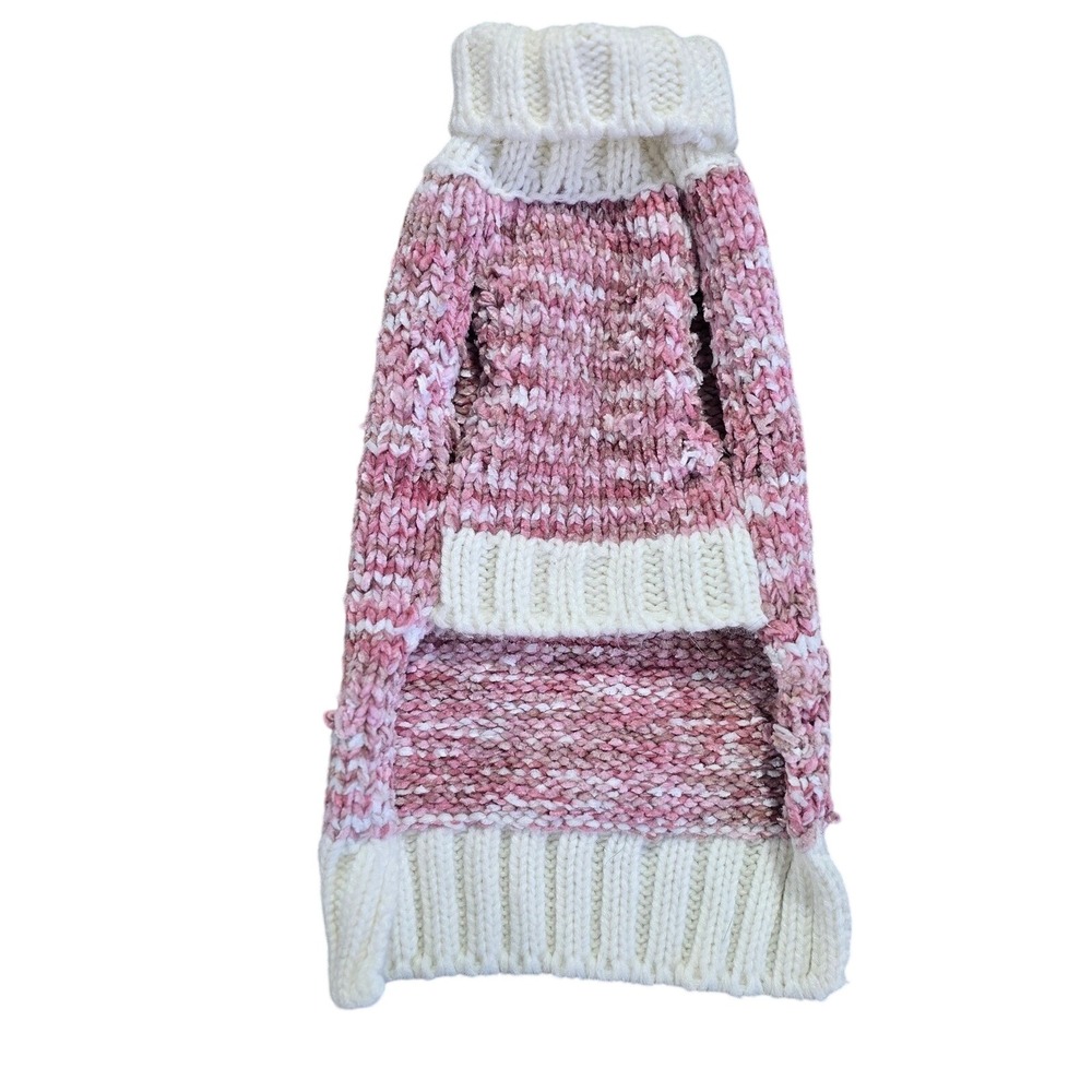 Pink Marled Knit Dog Sweater Turtleneck Small Breed Puppy Winter‎ Vest